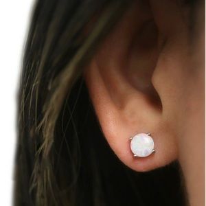 Genuine Opal Gemstone Stud Earrings